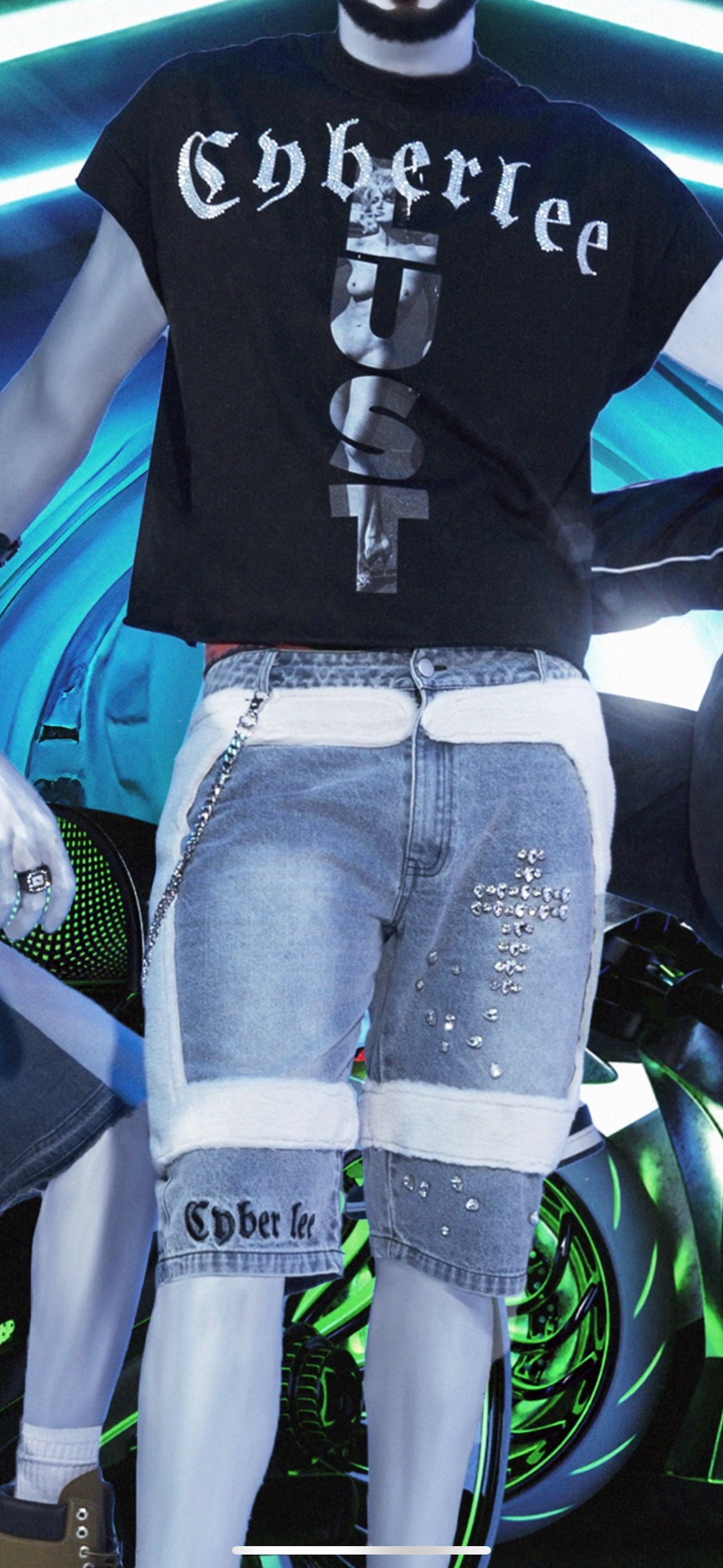 Iced Out CyberLee Jorts
