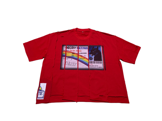 CyberLee 5 panel deconstructed distressed T-Shirt (Ready to Ship)