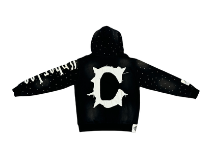 CyberLee Double-way Zip Rhinestone Hoodie (Ready to Ship)